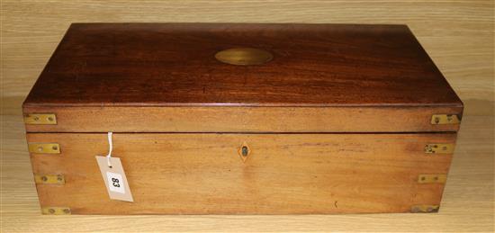 A brass-bound mahogany writing slope, c.1840, length 54cm